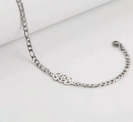 Triple Moon Pentagram Chain Bracelet Celtic Knot Pentacle Bracelet