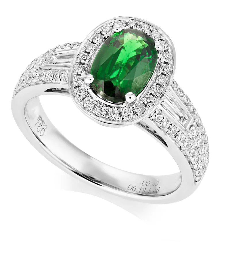 Tsavorite Garnet and Diamond Ring