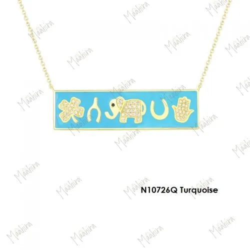 Turquoise Five Charms Bar Necklace