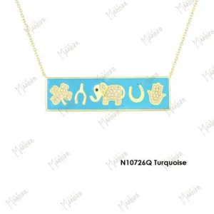 Turquoise Five Charms Bar Necklace