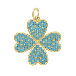 Turquoise Four Leaf Clover Pendant 23mm