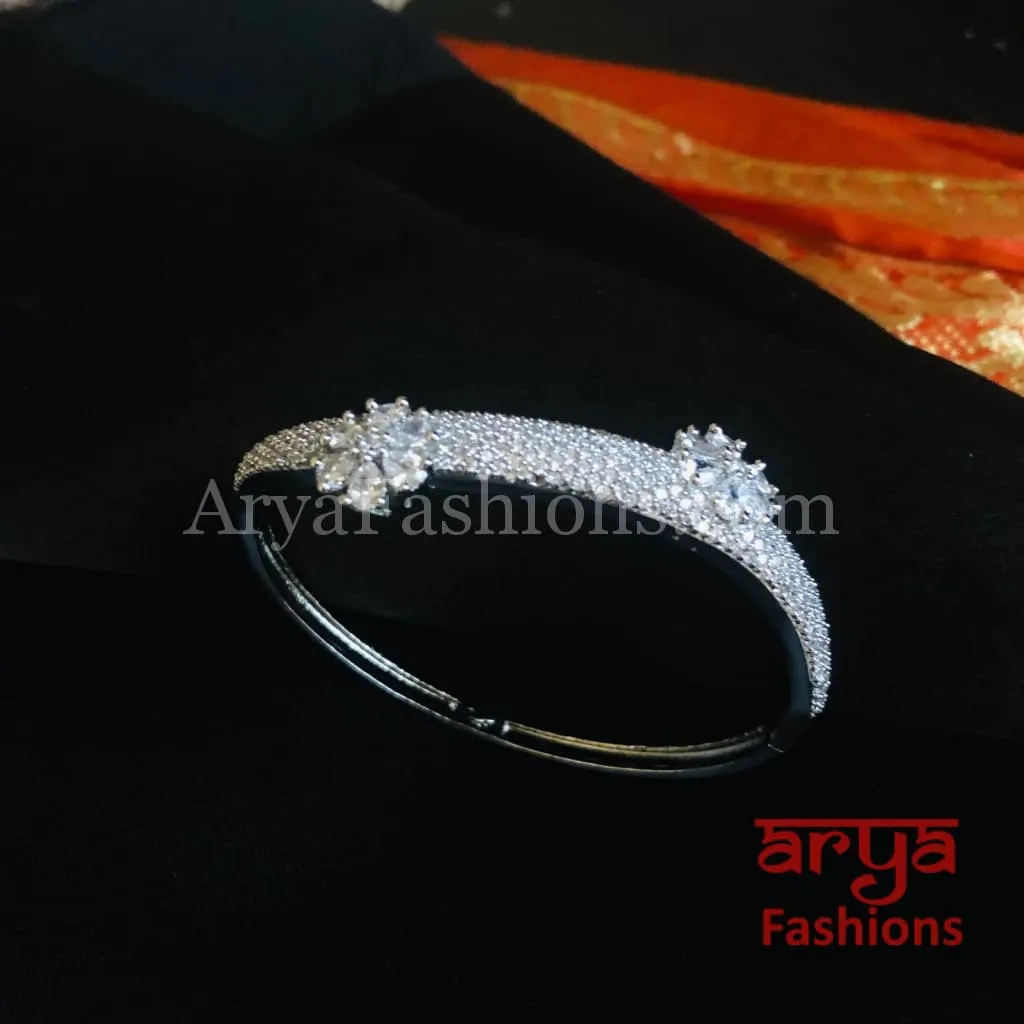Tyra Cubic Zirconia Openable Bracelet/ CZ Crystal Party Bracelet