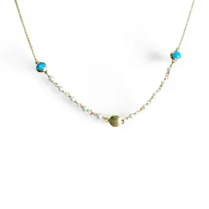 Vernus | Capri Necklace | Pearl & Turrquoise Cz | GPS 925